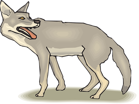 Cartoon Grey Wolf Illustration PNG Image