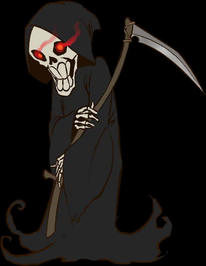 Cartoon Grim Reaper Red Eyes PNG Image