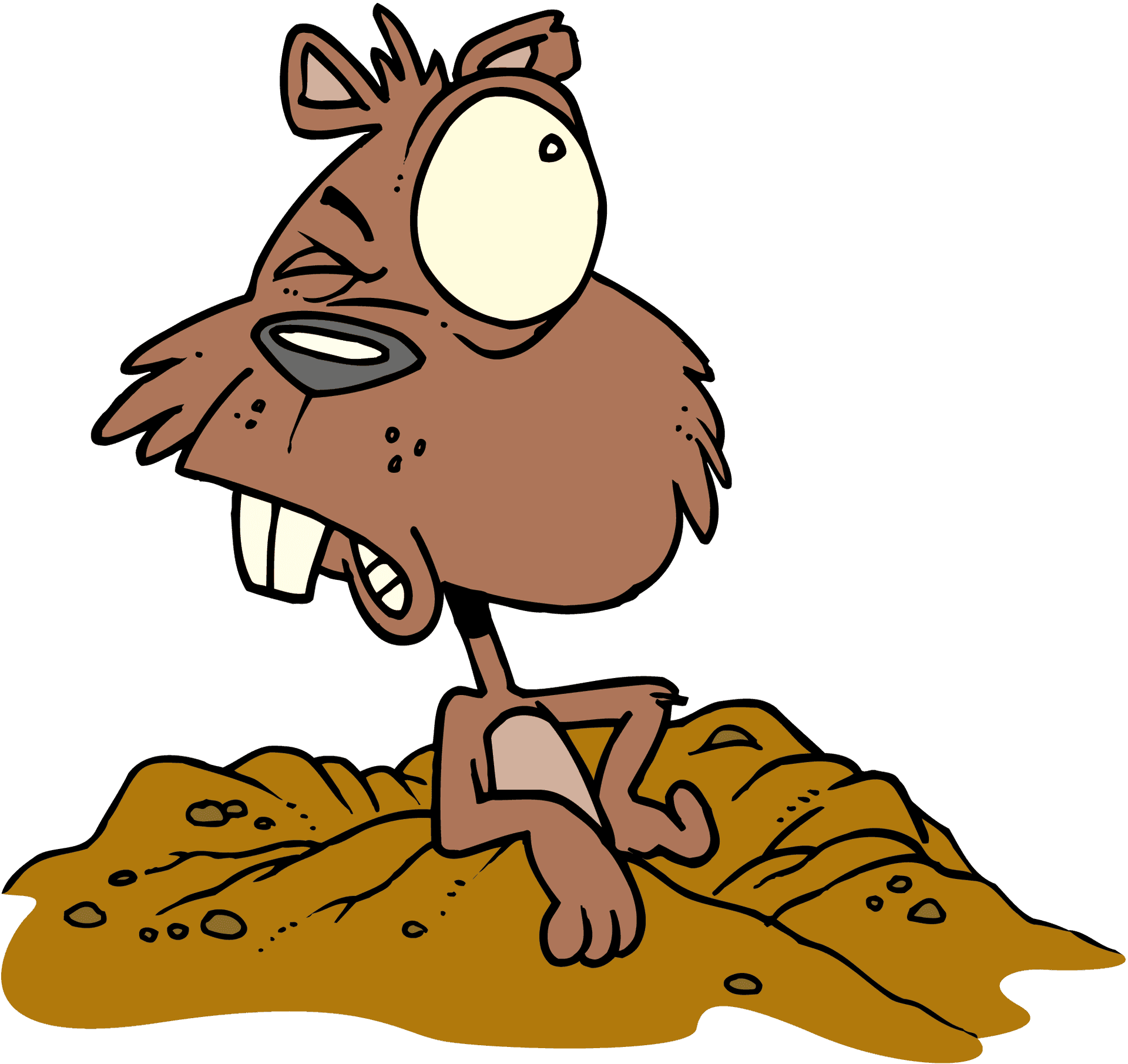 Cartoon Groundhog Emerging From Burrow PNG Image