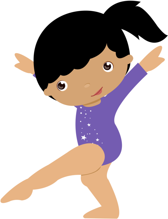 Cartoon Gymnastin Purple Leotard PNG Image