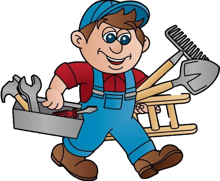 Cartoon Handyman With Tools PNG Image