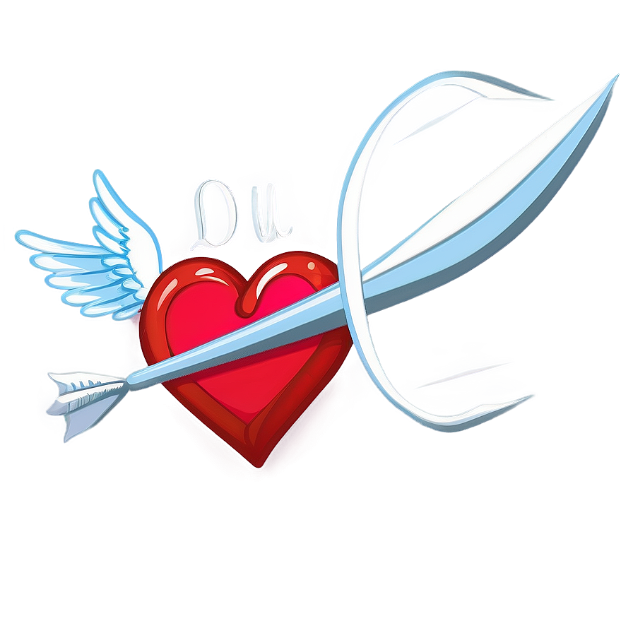 Cartoon Heart With Cupid Arrow Png Mak31 PNG Image