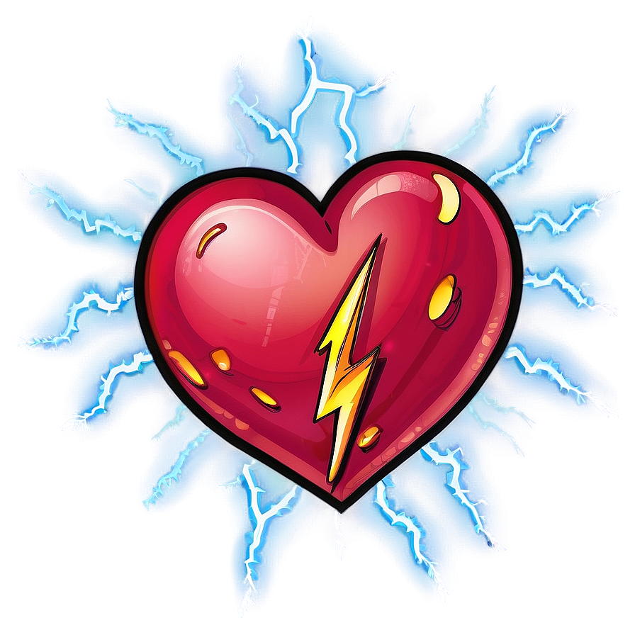 Cartoon Heart With Lightning Png 06132024 PNG Image