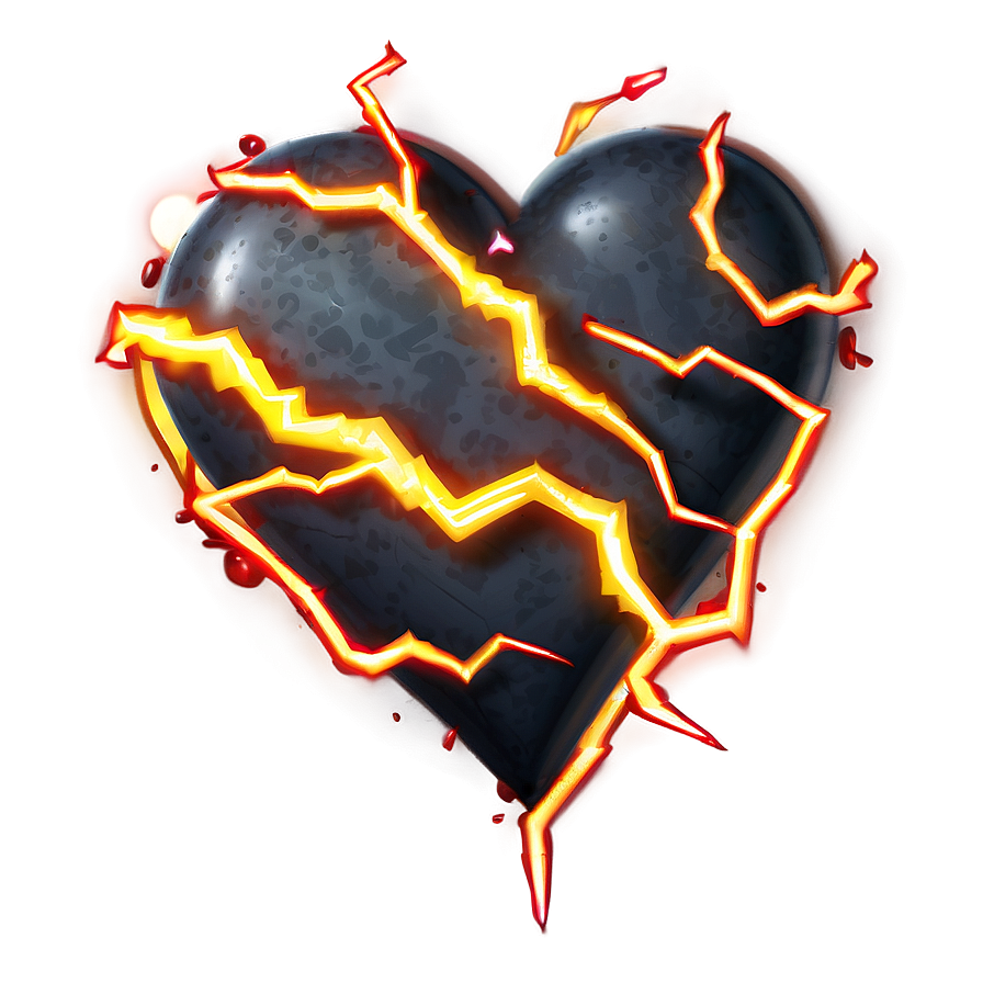 Cartoon Heart With Lightning Png Sft9 PNG Image