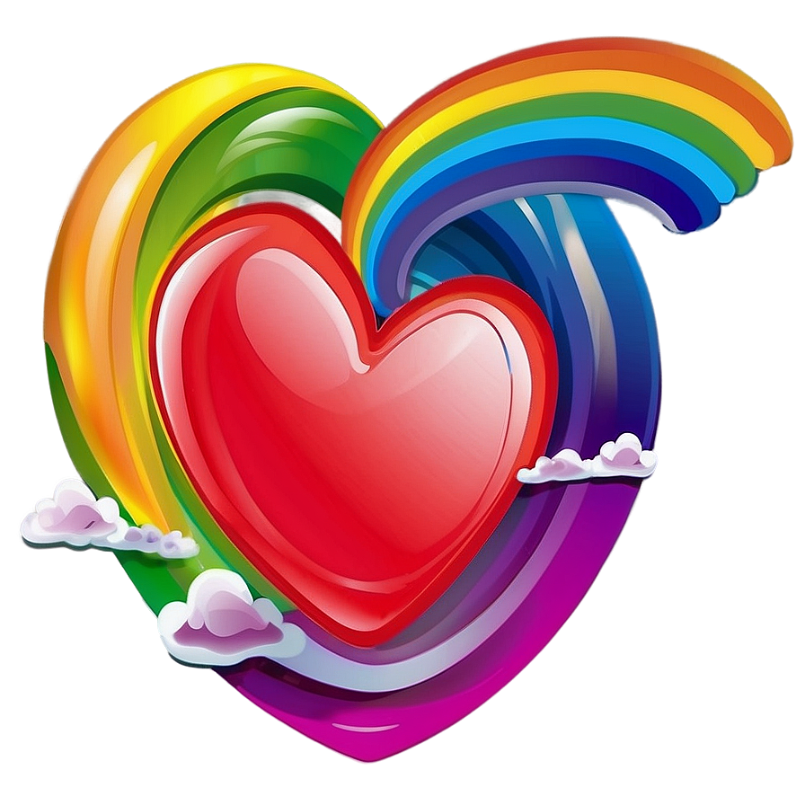 Cartoon Heart With Rainbows Png Myf PNG Image