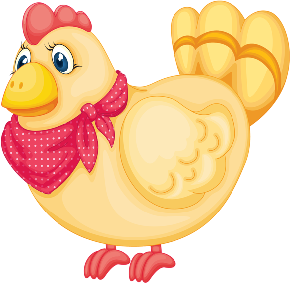 Cartoon Hen Wearing Red Scarf.png PNG Image