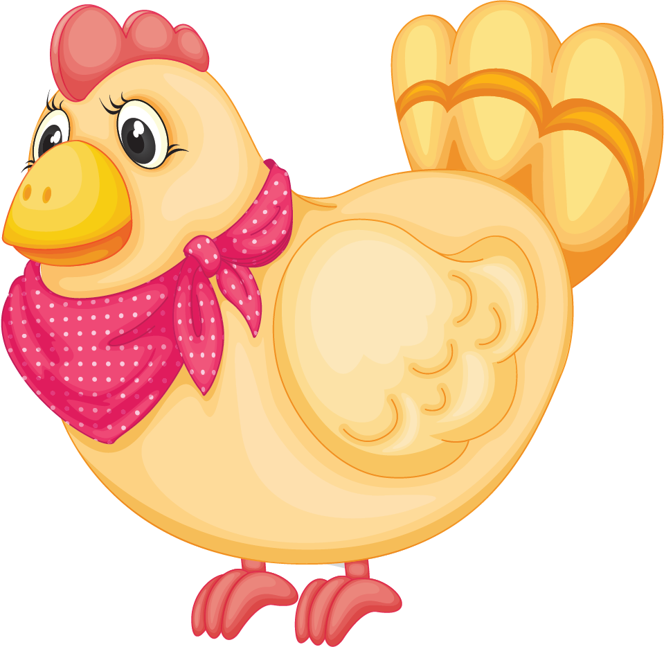 Cartoon Hen Wearing Scarf PNG Image