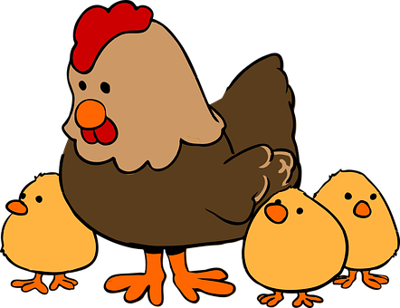 Cartoon Henand Chicks PNG Image