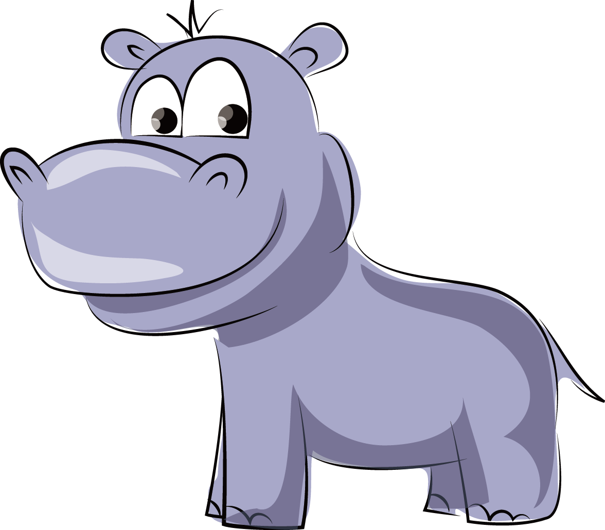 Cartoon Hippo Standing PNG Image