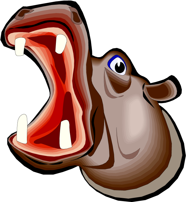 Cartoon Hippo Yawning PNG Image