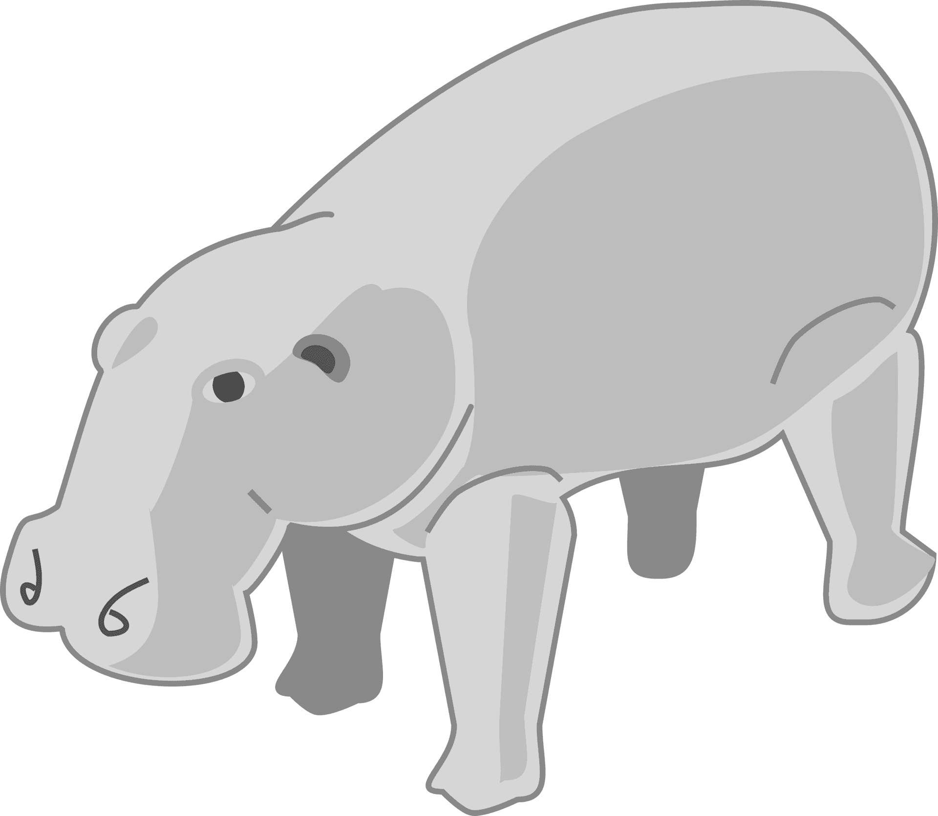 Cartoon Hippopotamus Standing PNG Image