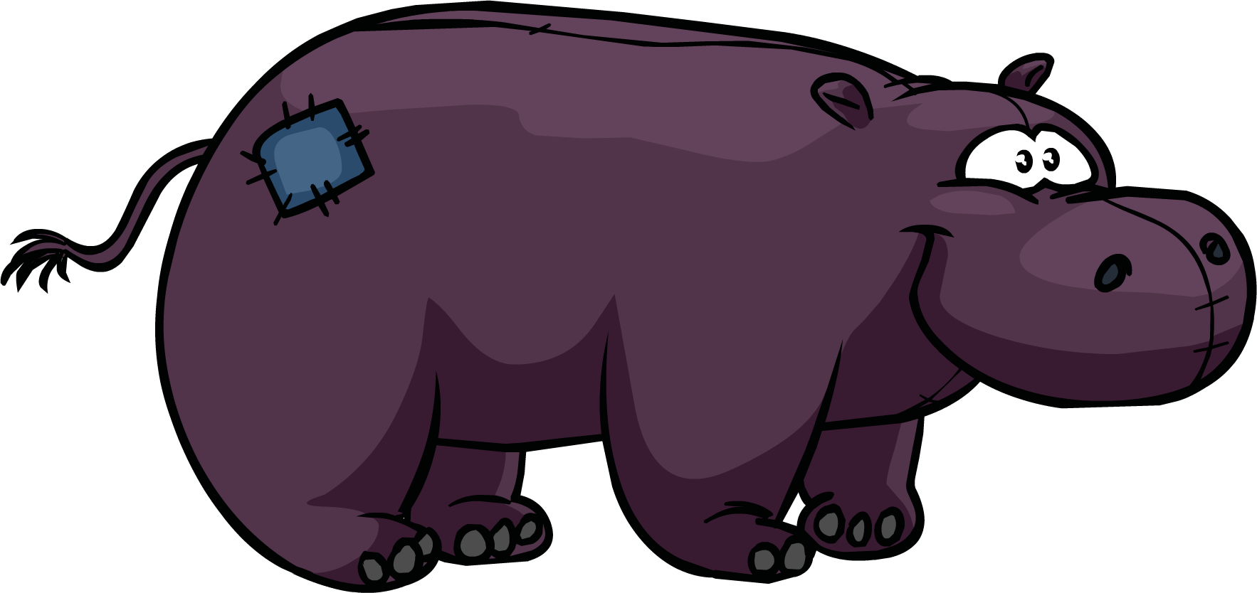 Cartoon Hippopotamuswith Patch PNG Image