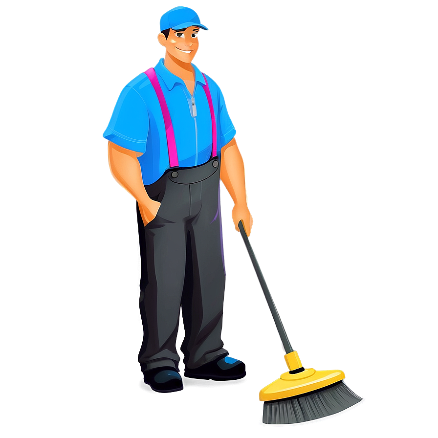 Cartoon Janitor Character Png Qnc34 PNG Image