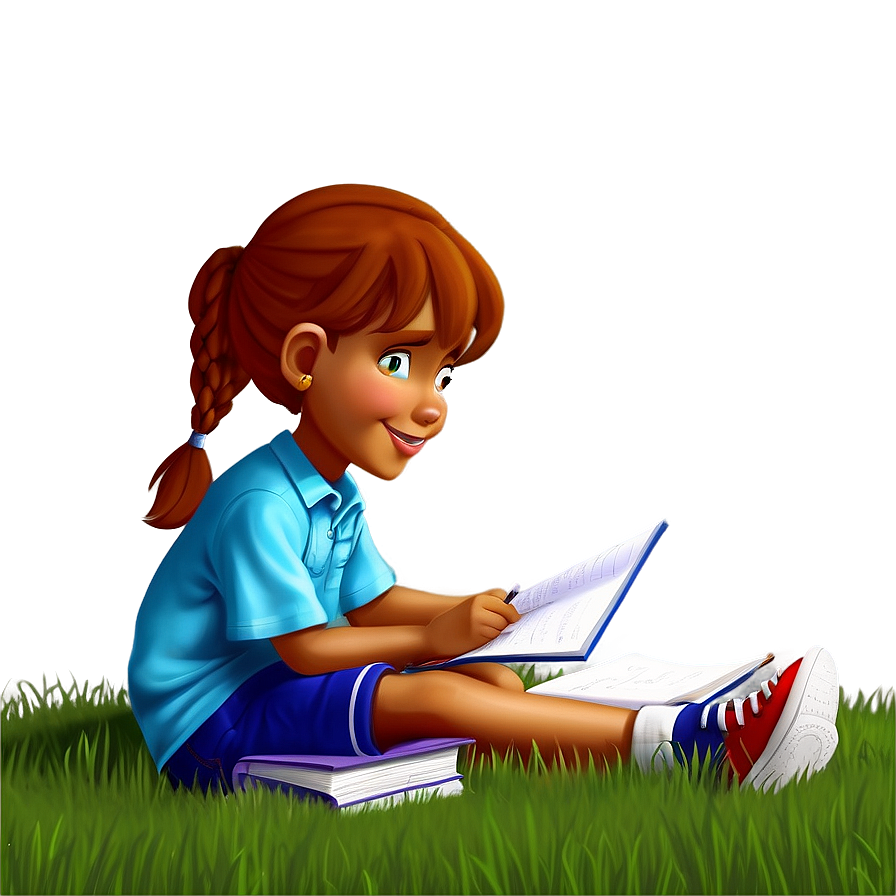 Cartoon Kid Doing Homework Png Yid PNG Image