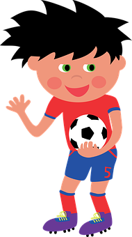 Cartoon Kid Football Player PNG Image