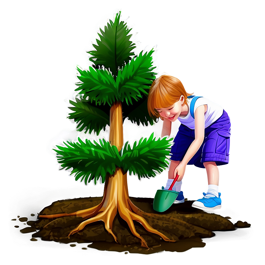 Cartoon Kid Planting Tree Png 06132024 PNG Image