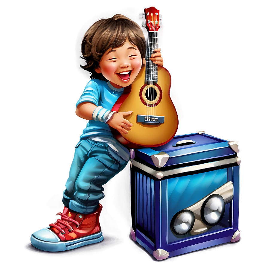 Cartoon Kid Playing Guitar Png 06132024 PNG Image