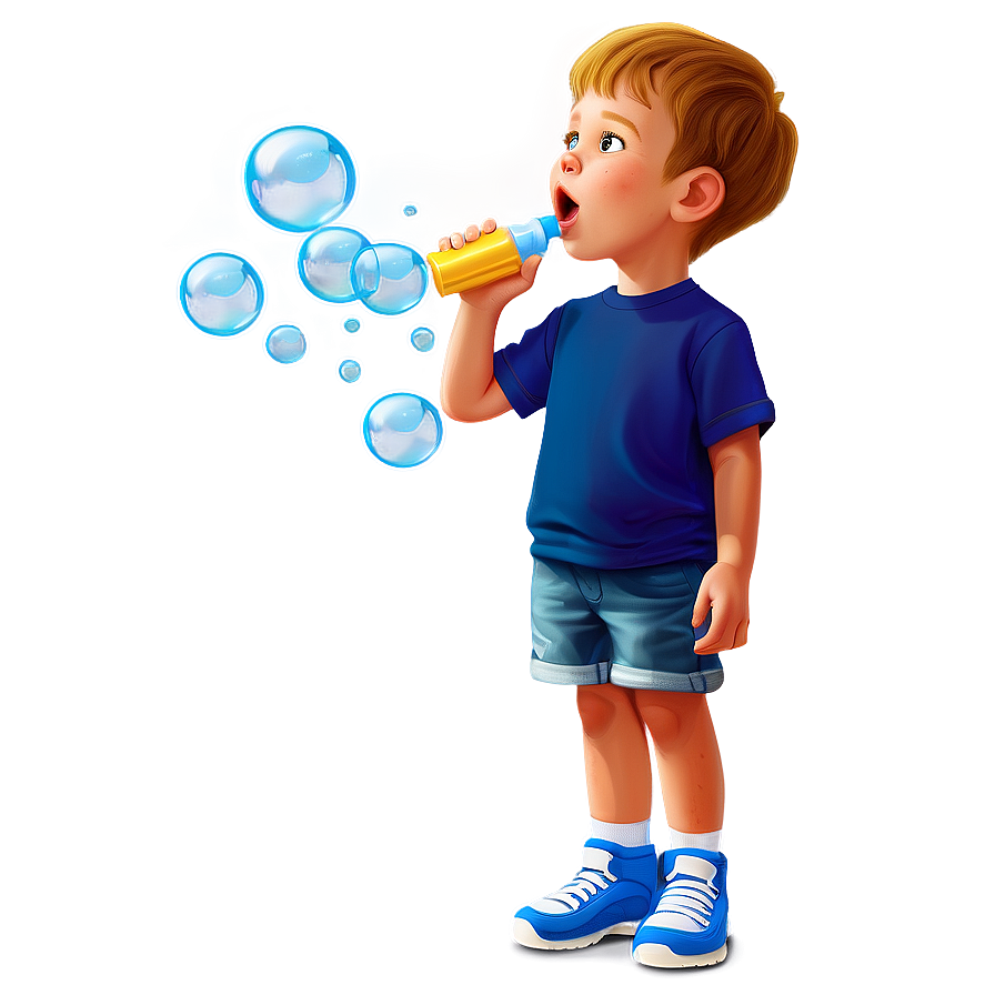 Cartoon Kid With Bubble Blower Png 18 PNG Image