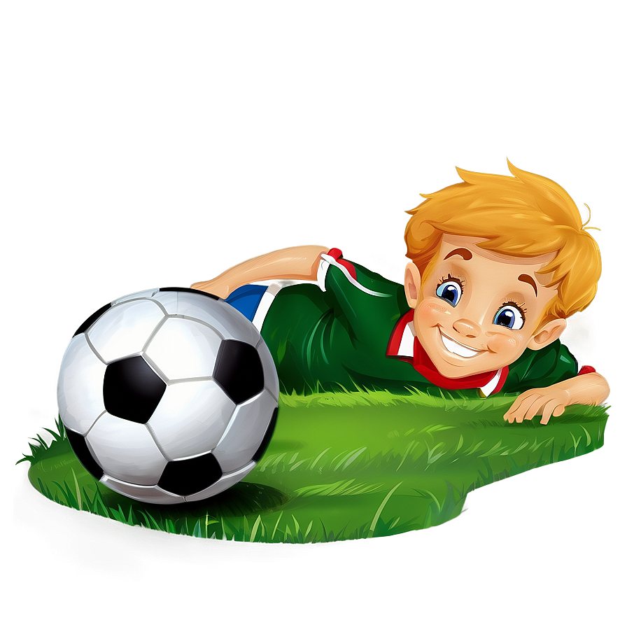 Cartoon Kid With Soccer Ball Png Eyt21 PNG Image