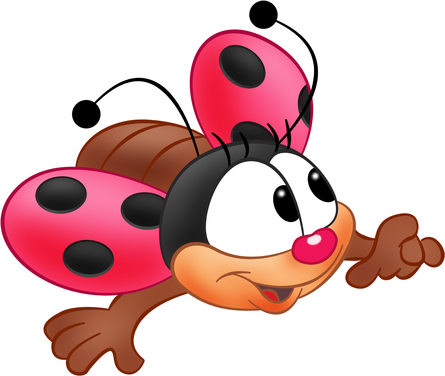 Cartoon Ladybug Pointing PNG Image