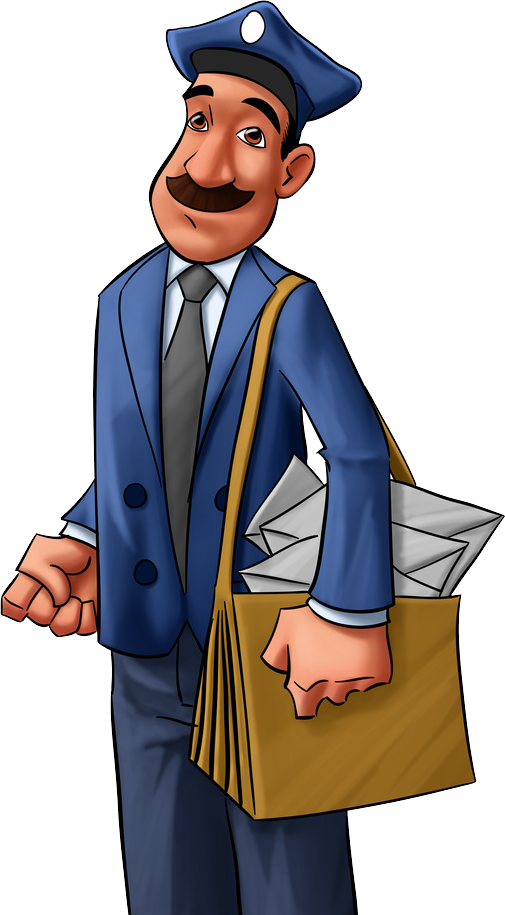 Cartoon Mailman With Letters PNG Image