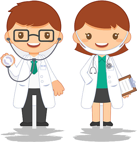 Cartoon Maleand Female Doctors Clipart PNG Image