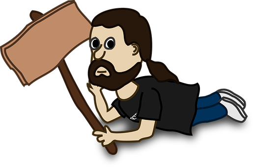 Cartoon Man Holding Hammer PNG Image