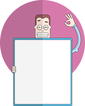 Cartoon Man Holding Sign PNG Image