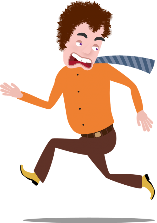 Cartoon Man Runningin Panic PNG Image