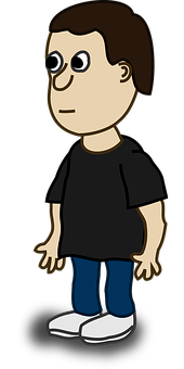 Cartoon Man Standing Black Shirt PNG Image