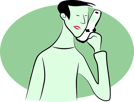 Cartoon Man Talkingon Phone PNG Image