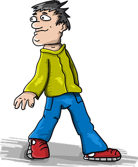 Cartoon Man Walking PNG Image