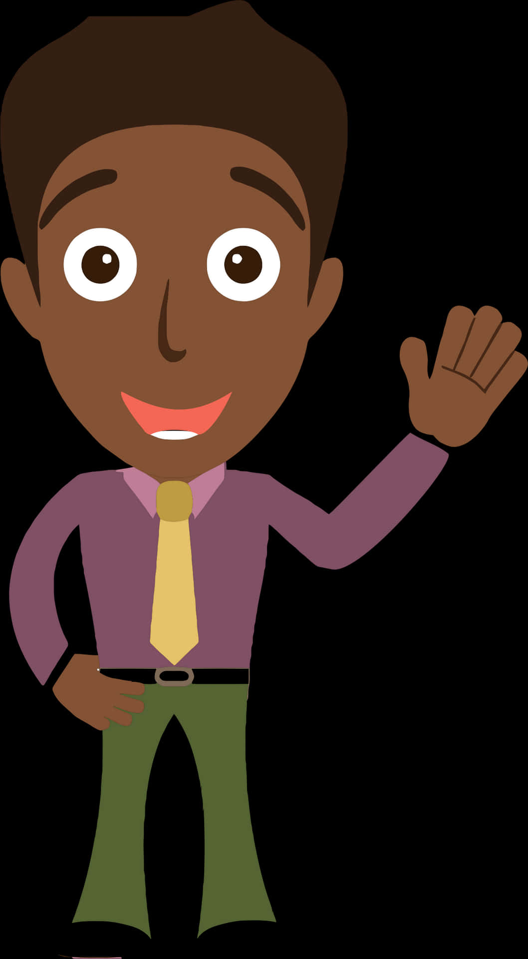 Cartoon Man Waving Hello PNG Image