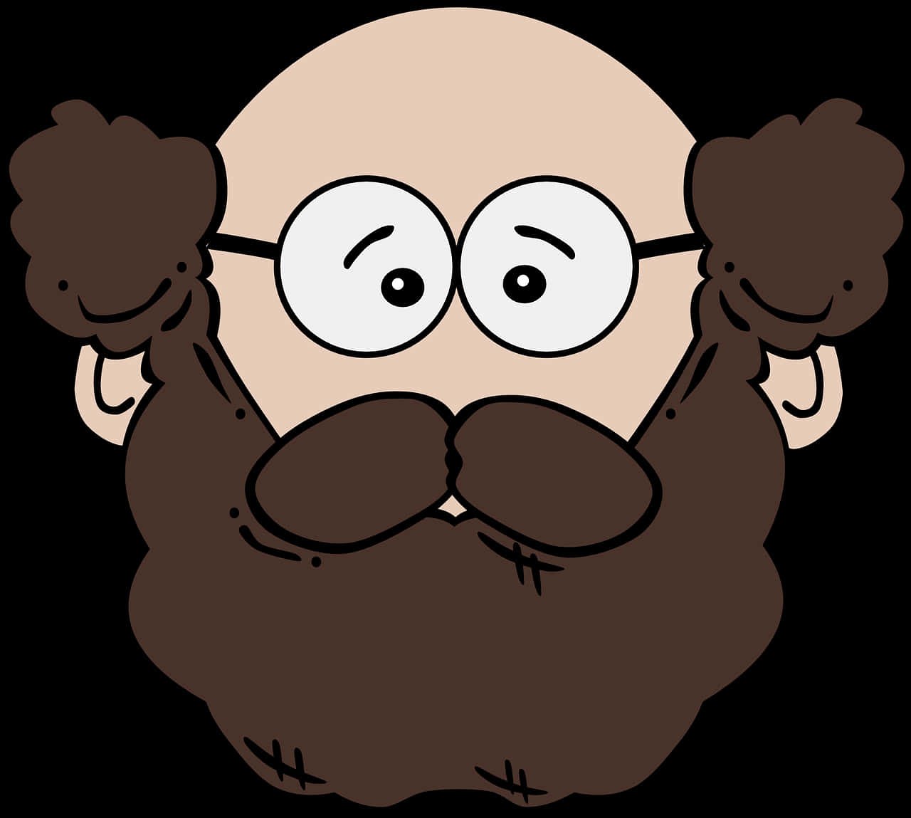 Cartoon Man With Bushy Mustacheand Beard PNG Image