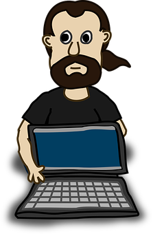 Cartoon Man With Laptop PNG Image