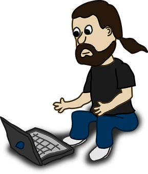 Cartoon Man With Laptop PNG Image