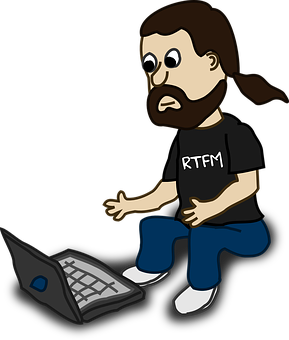 Cartoon Man With Laptop R T F M Shirt PNG Image