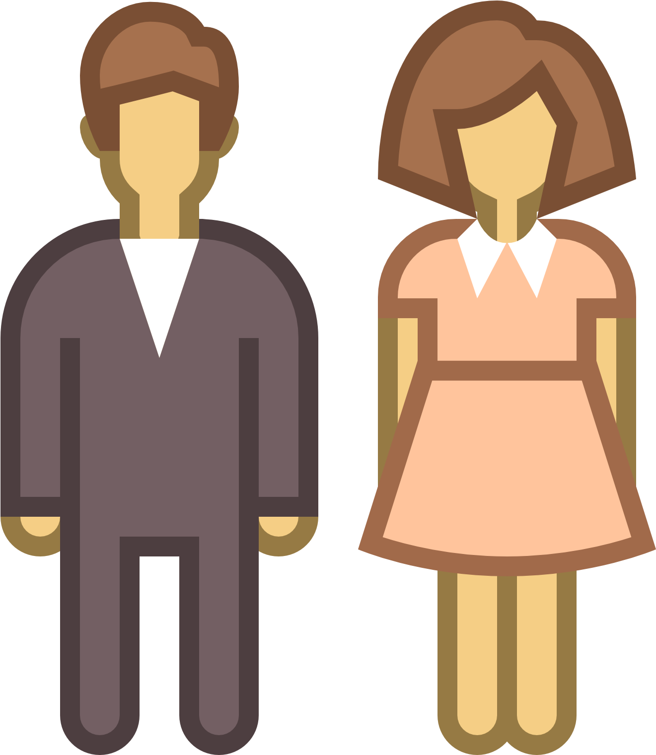 Cartoon Manand Woman Standing PNG Image