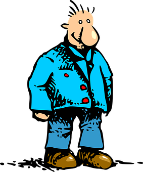 Cartoon Manin Blue Jacket PNG Image