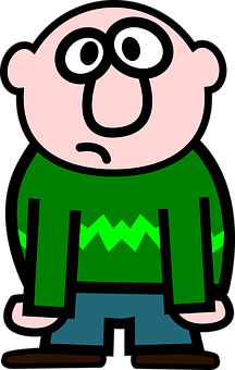 Cartoon Manin Green Sweater PNG Image