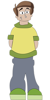 Cartoon Manin Yellow Shirtand Green Shoes PNG Image