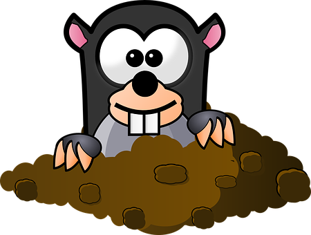 Cartoon Mole Peeking Out Of Hole PNG Image