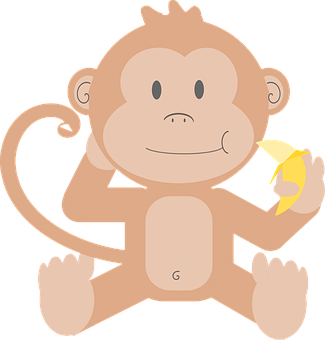 Cartoon Monkey Holding Banana PNG Image