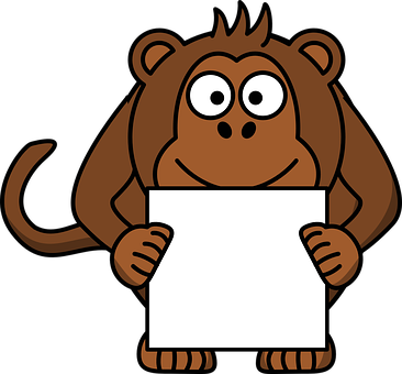 Cartoon Monkey Holding Sign PNG Image