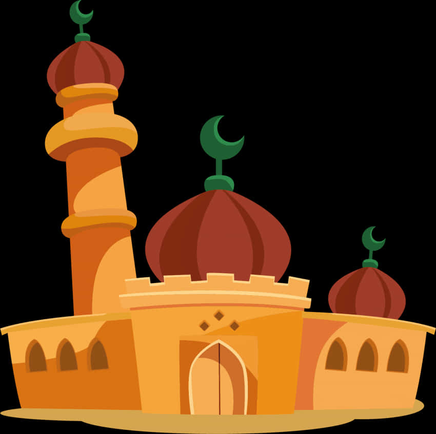 Cartoon Mosque Illustration PNG Image