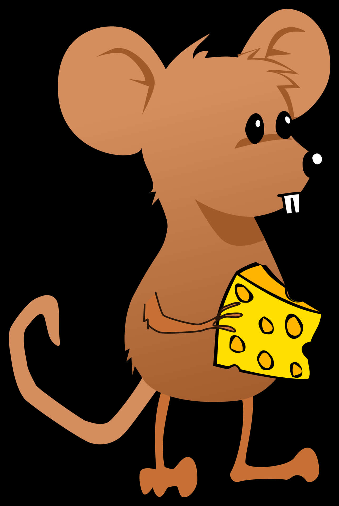 Cartoon Mouse Holding Cheese PNG Image