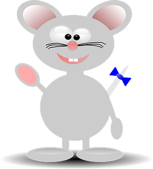 Cartoon Mouse Holding Pinwheel PNG Image