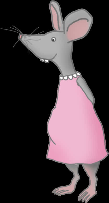 Cartoon Mousein Pink Dress PNG Image