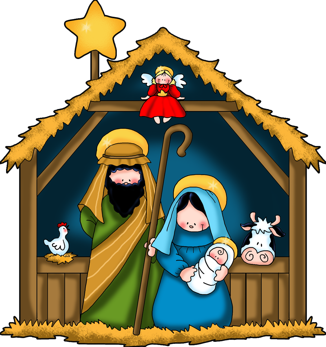 Cartoon Nativity Scene PNG Image