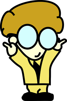 Cartoon Nerd Character Adjusting Glasses PNG Image